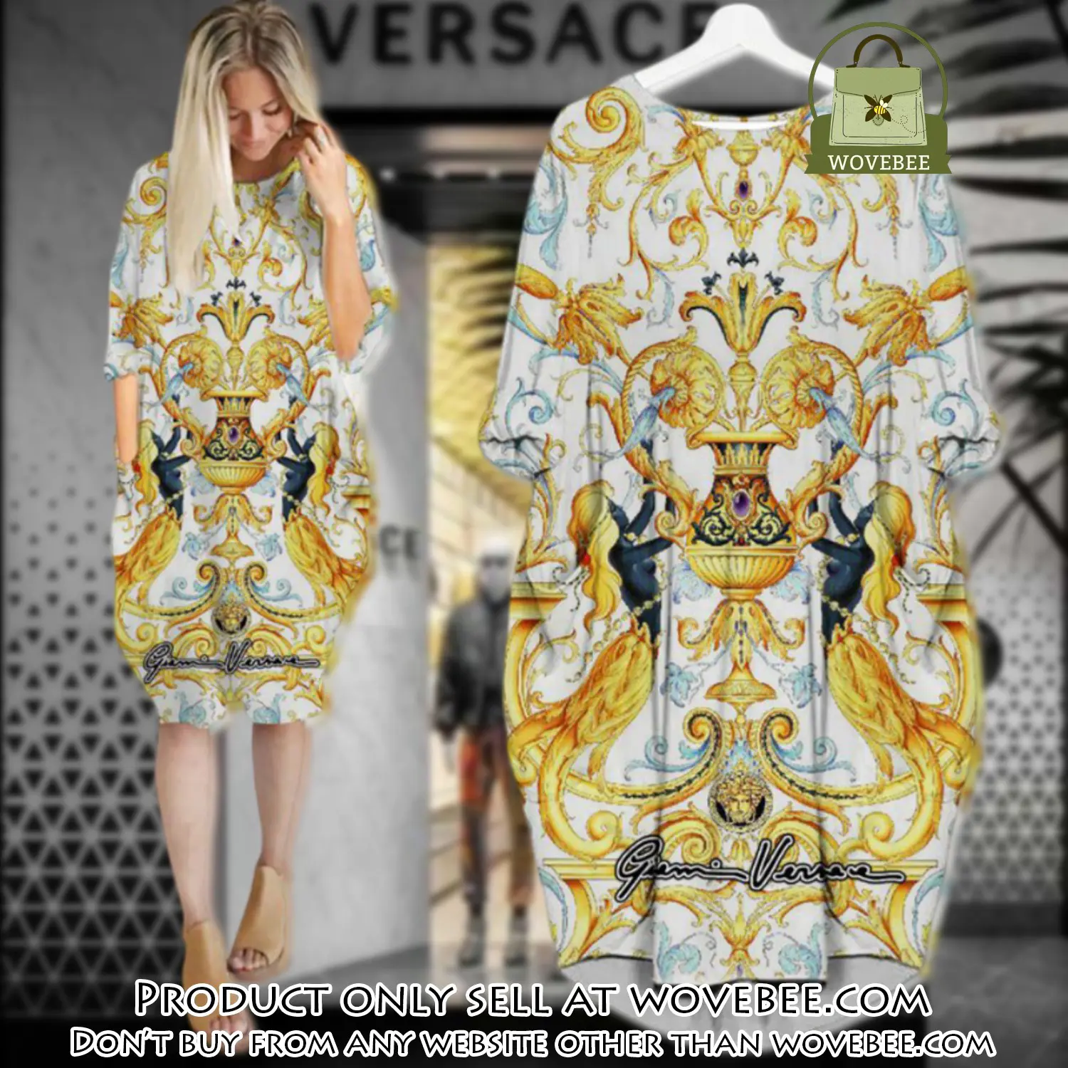 Gianni versace white batwing pocket dress luxury brand for women pd071 wvb0348887